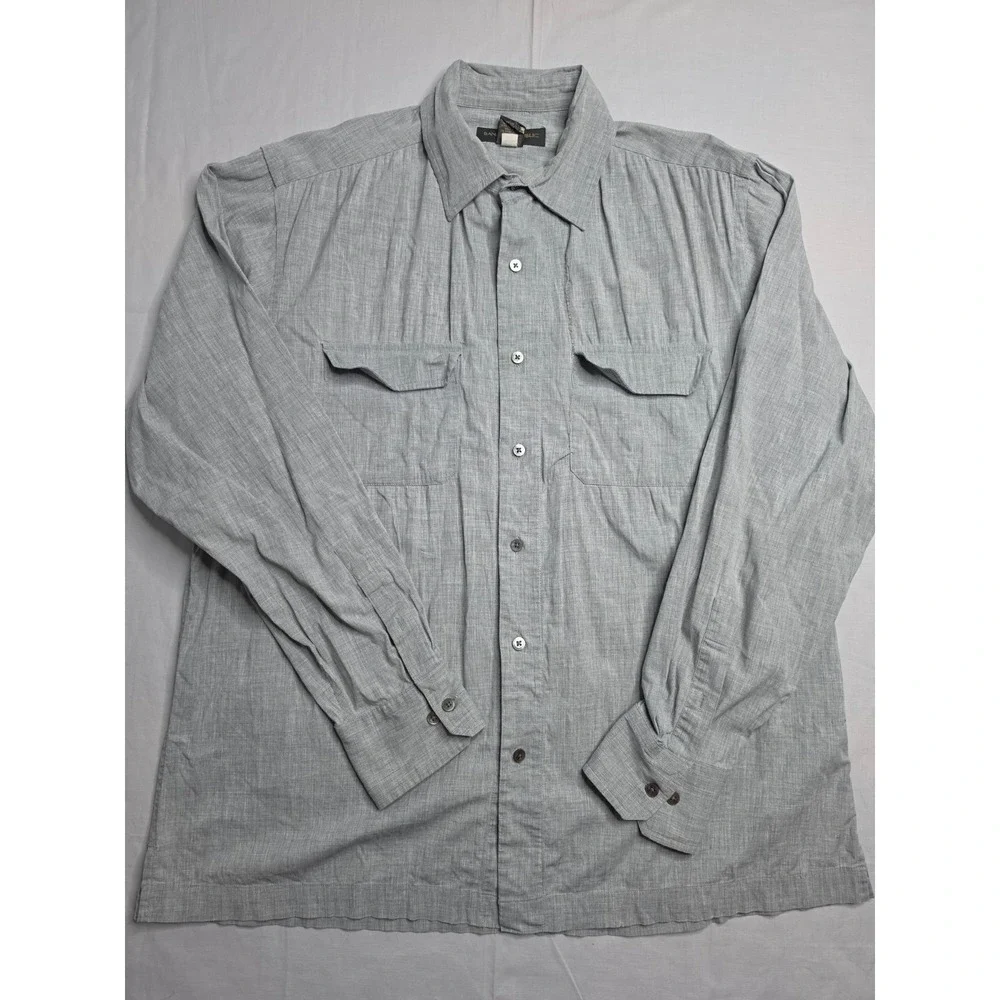 Banana Republic Shirt Mens Large Gray Wool  Classic Fit Button-Up Everyday Wear